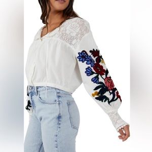 Free People Meadows Embroidered top